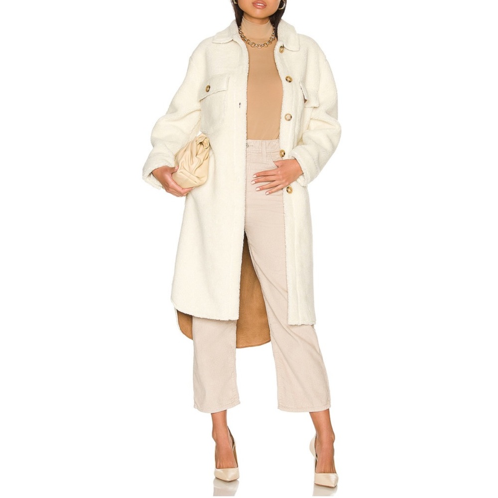 APPARIS Wes Long Shacket Coat in Ivory